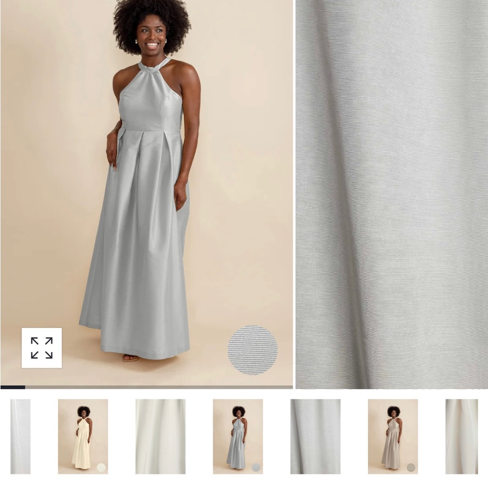 Lulu Kate Mother of the Groom dress silk shantung pewter color